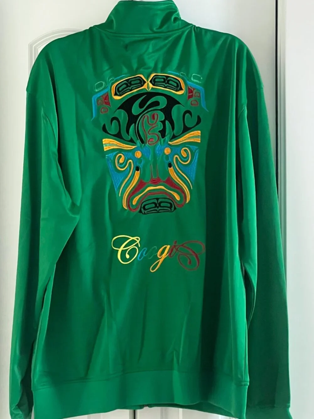 NWT Vintage Green Coogi Track Jacket w Tribal Face Graphic
